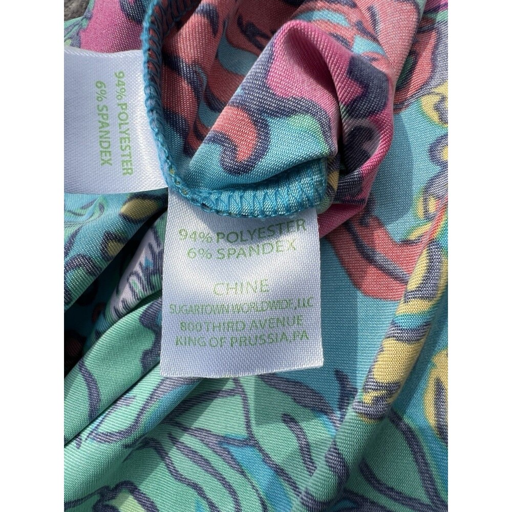 Lilly Pulitzer Jade Dress Shake Your Tail Feathers Blue/Green V-Neck Size Small - Picture 6 of 11